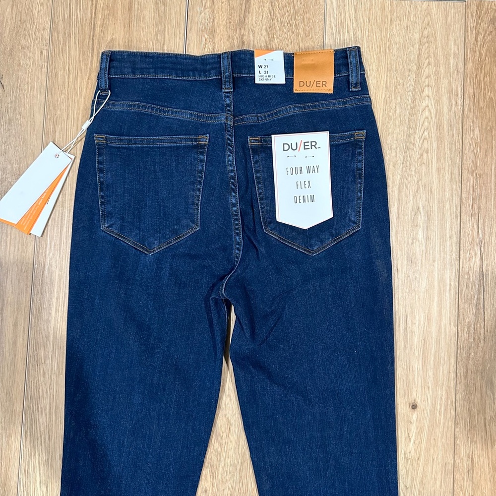 NWT DUER Women's Performance Denim High Rise Skinny in Dark Stone 27" x 31" - Picture 4 of 11